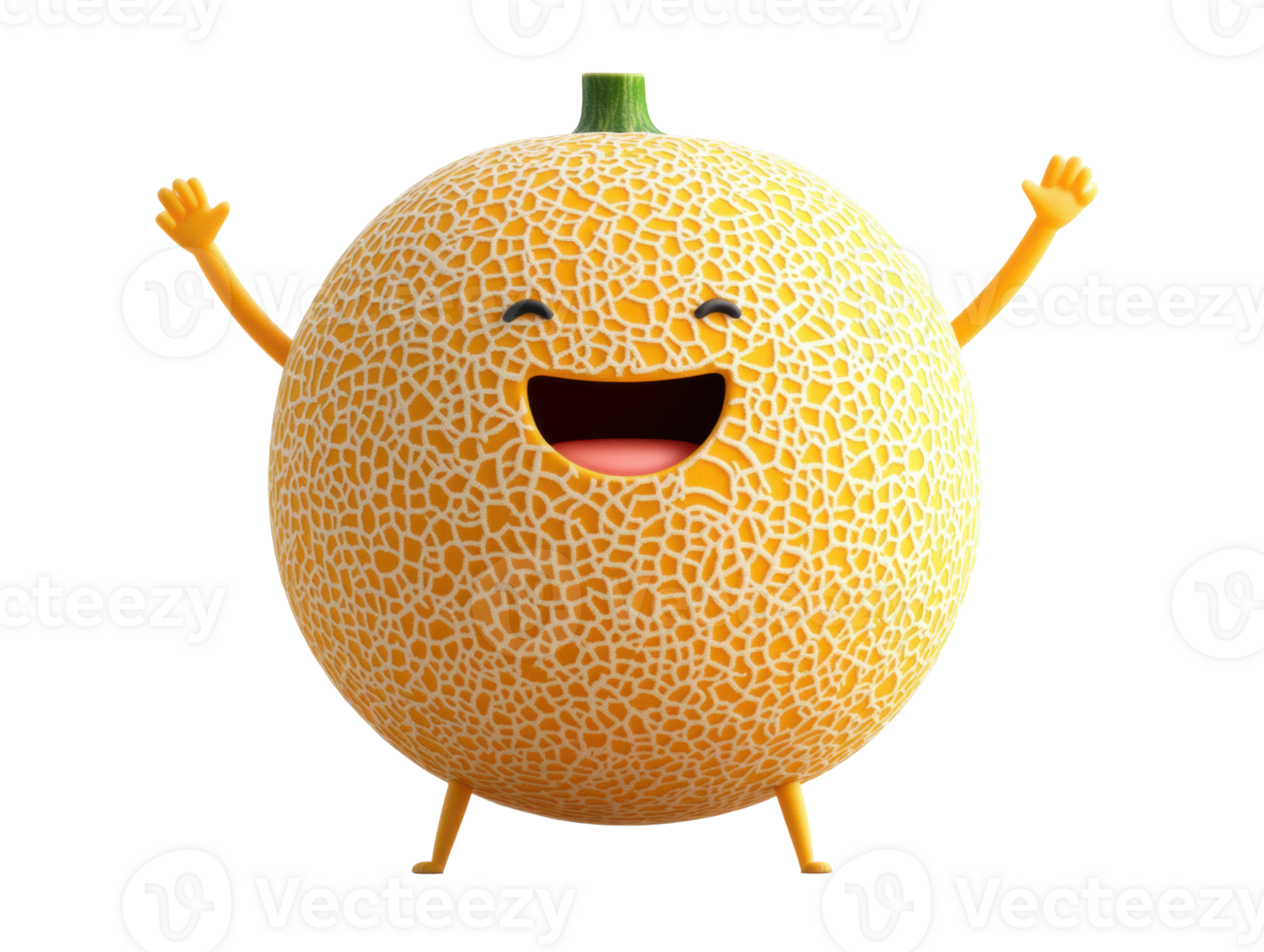 Happy cheerful melon character design for kids' products png