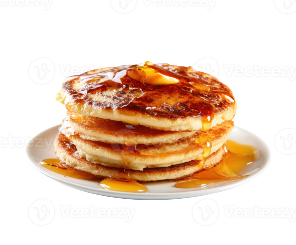 Fluffy pancakes with syrup and butter for breakfast delight png
