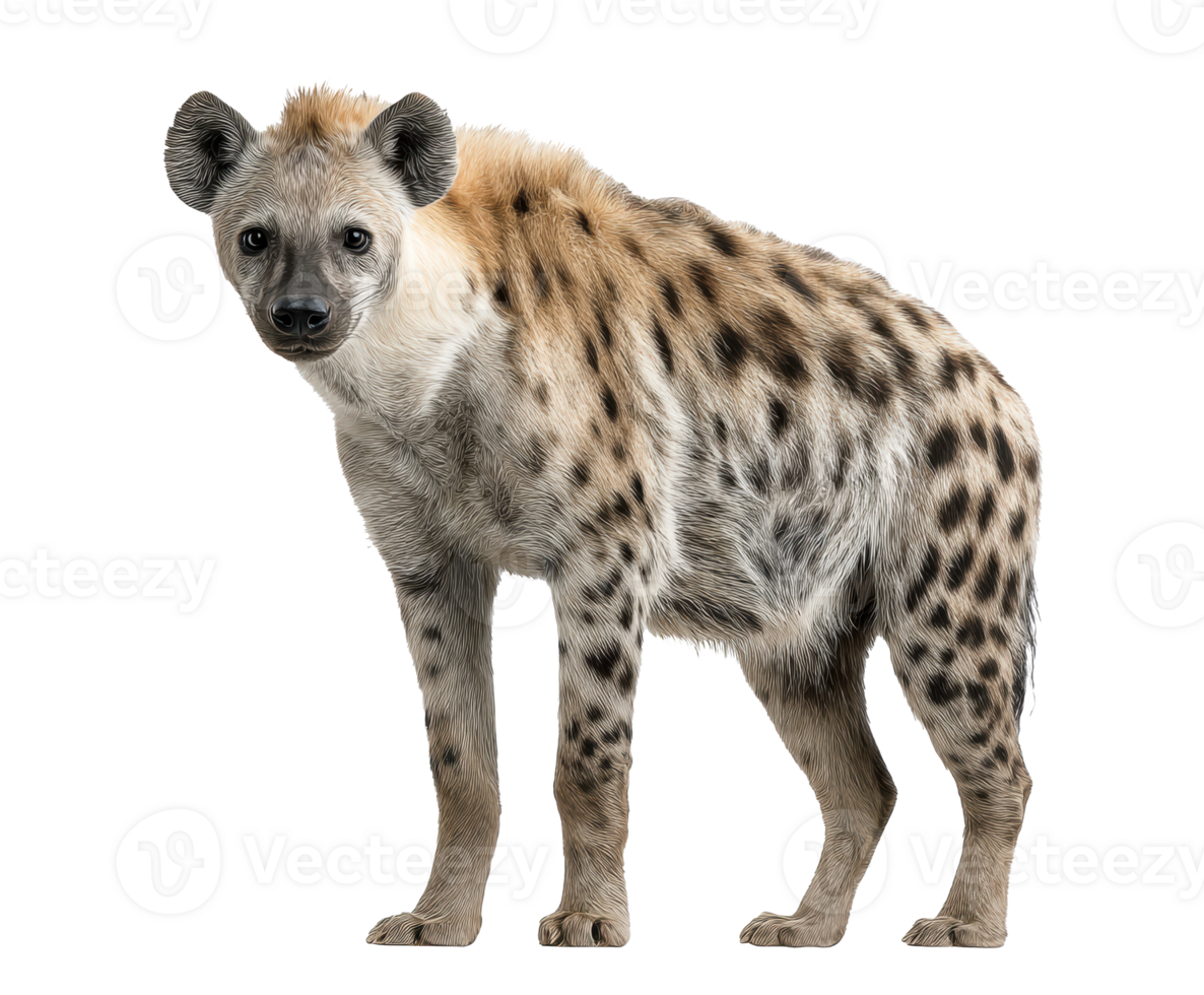 Unique characteristics of a hyena standing proudly in nature png