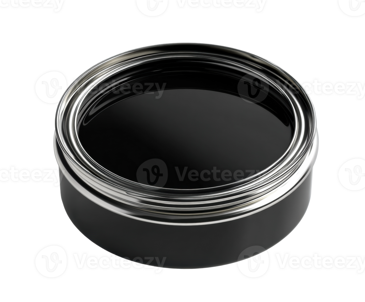 Black paint in a glossy jar for art and design projects png