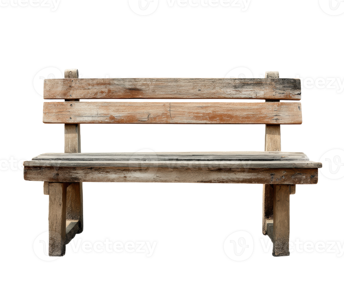 Rustic wooden bench for outdoor relaxation and garden decor png