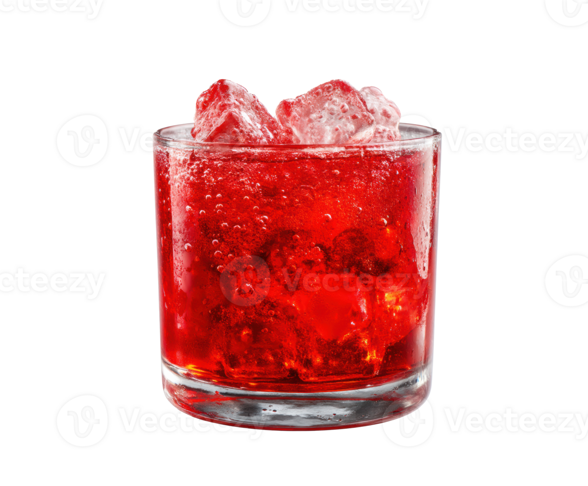 Refreshing summer drink with ice cubes and bubbles png