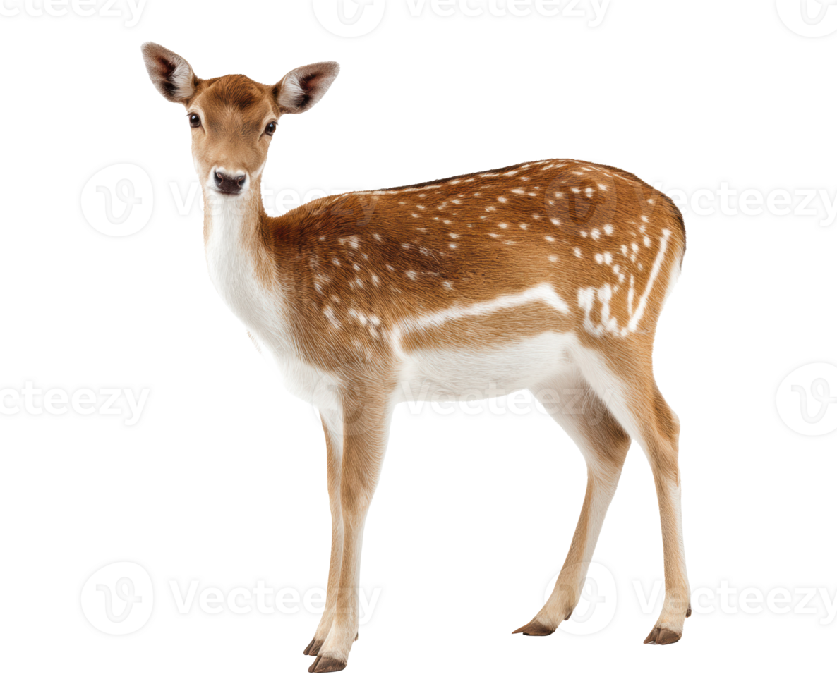 Young fawn standing gracefully in a serene outdoor setting png