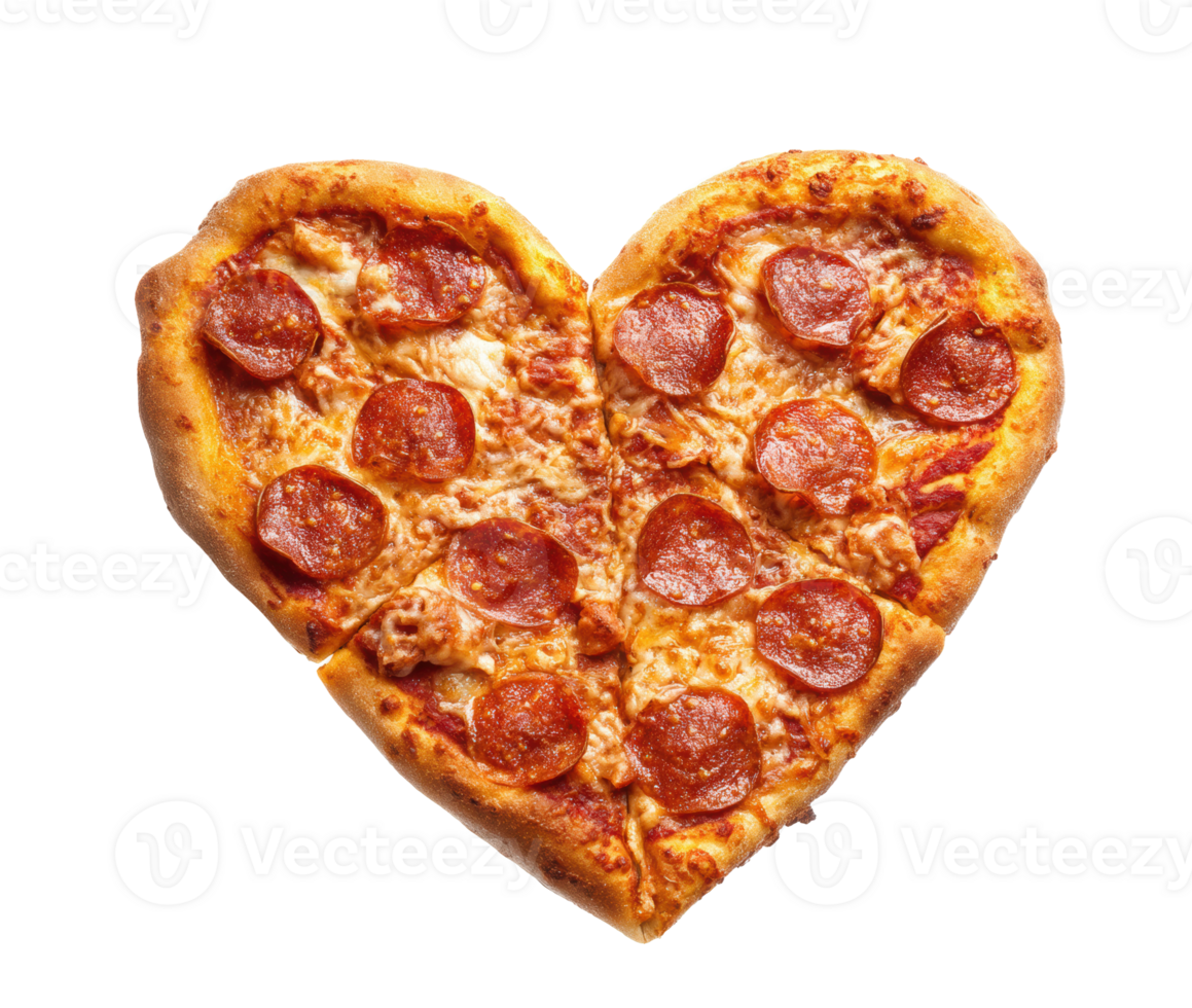 Heart shaped pizza with pepperoni for special occasions png