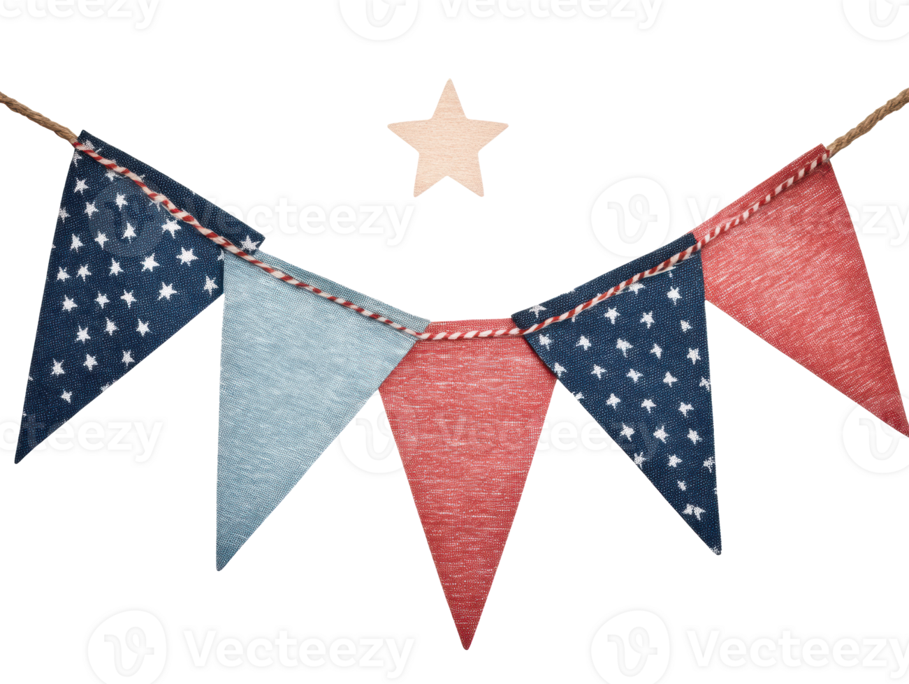 Colorful fabric bunting decoration for festive celebrations and events png