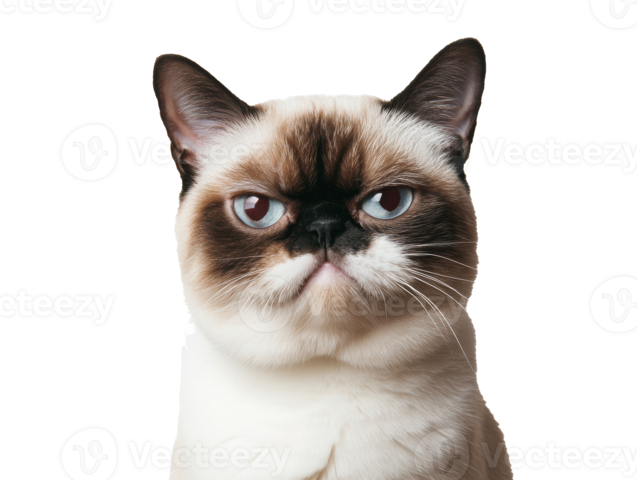 Unique expression of a cat with striking features and vibrant eyes png
