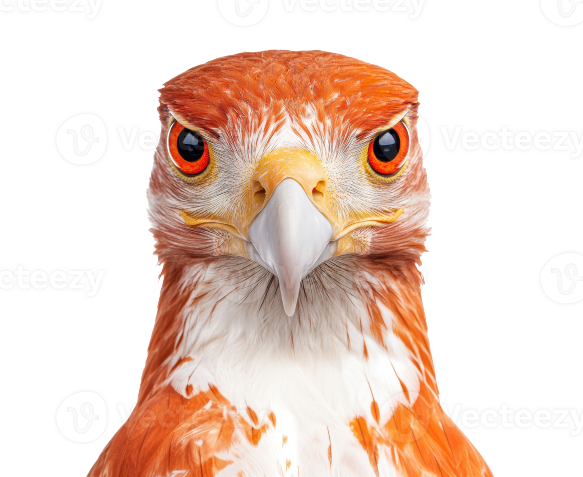 Majestic orange hawk with striking eyes and sharp beak png