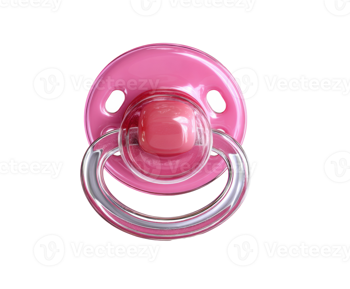 Bright pink baby pacifier for soothing infants and toddlers png