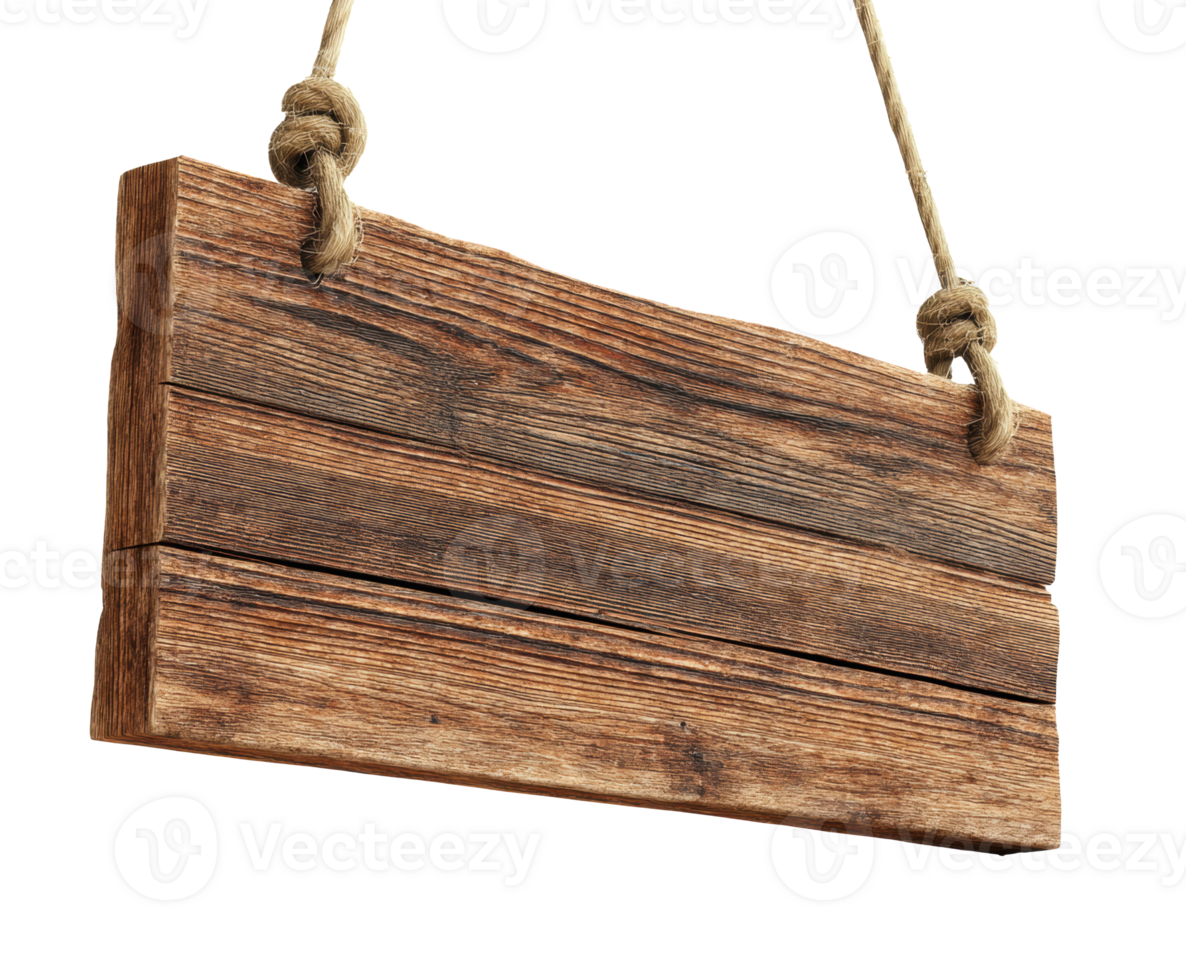 Rustic wooden sign with rope hanging for home decoration and messages png
