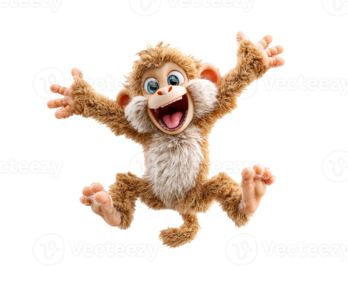 Happy monkey character jumping with joy for playful design png