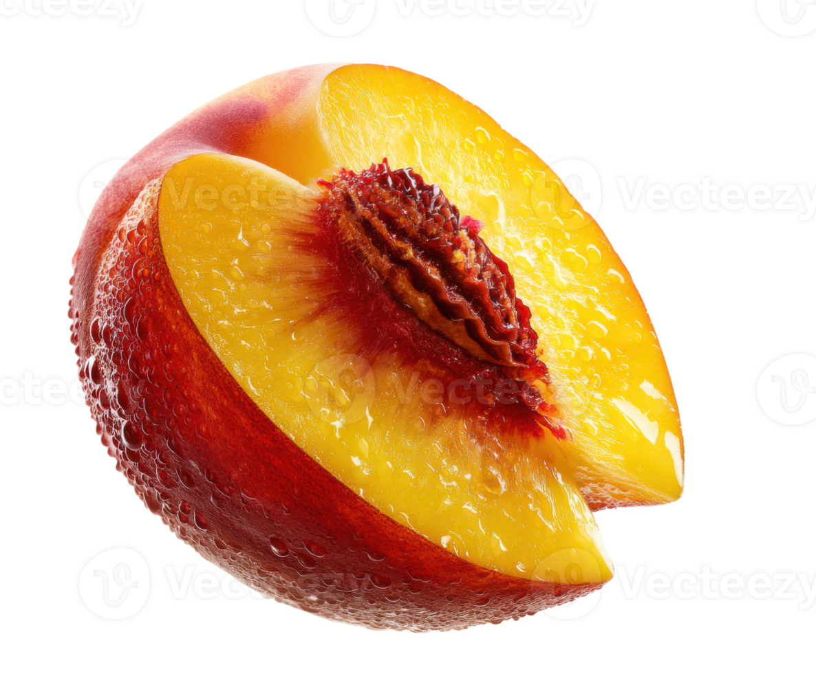 Juicy peach slice with vibrant colors for fresh summer dishes png