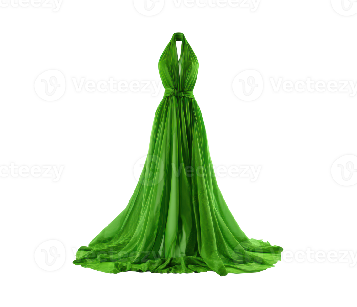 Elegant green evening dress design for formal events and celebrations png