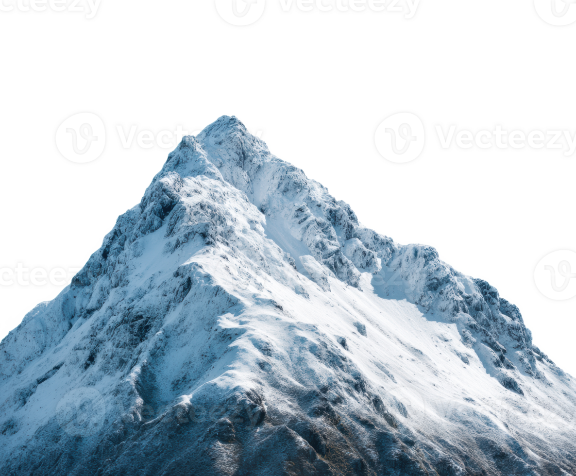 Snow-capped mountain peak during bright daylight in winter season png