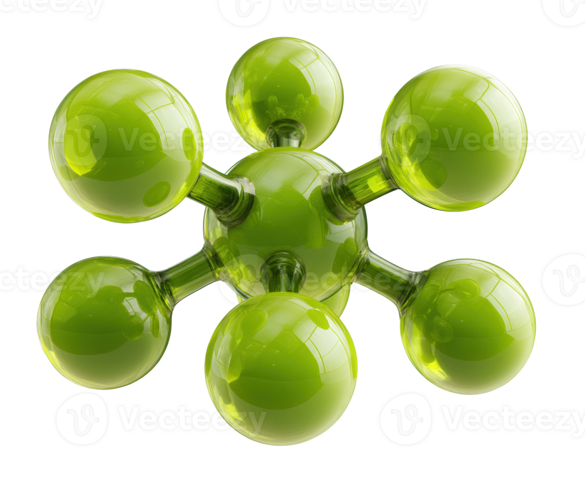 Molecular structure representation in vibrant green color png
