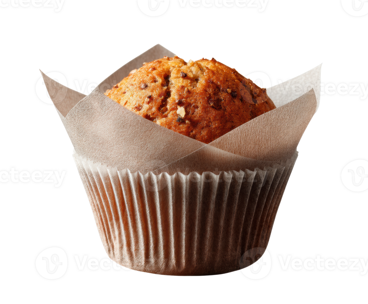 Nut-topped muffin in paper liner for display png