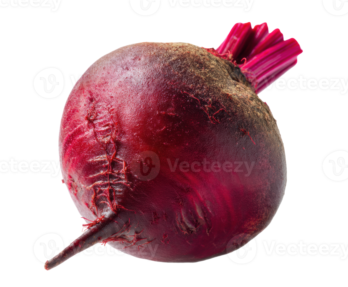 Fresh organic beetroot with vibrant red color and leafy top png