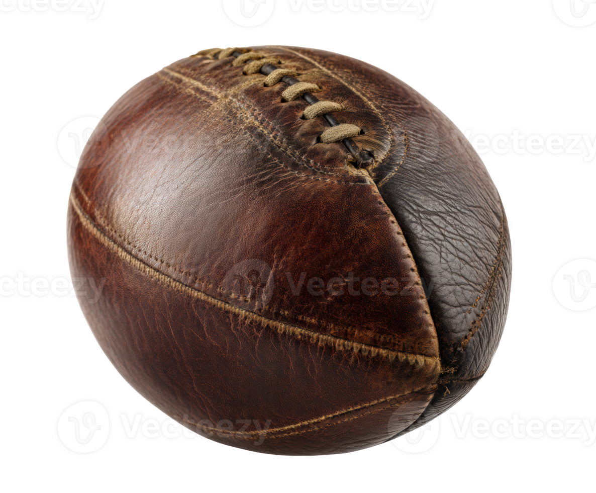 Vintage brown leather football, perfect for sports events png