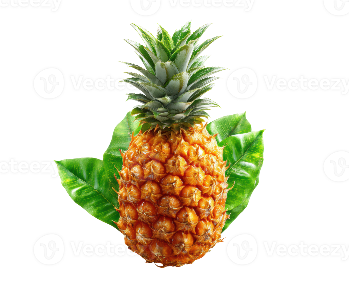 Fresh pineapple with green leaves for culinary and decorating purposes png