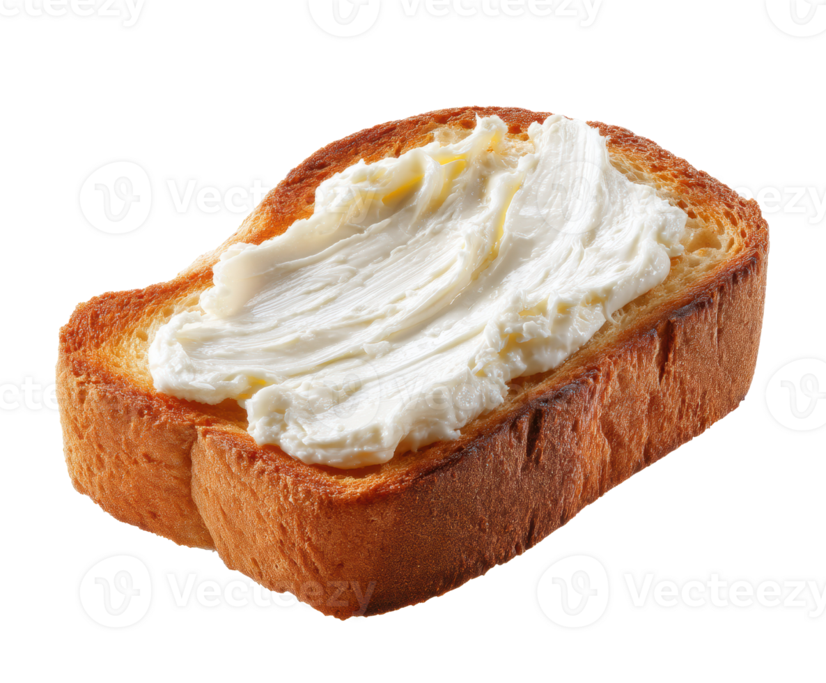 Creamy spread on toasted bread slice for breakfast enjoyment png