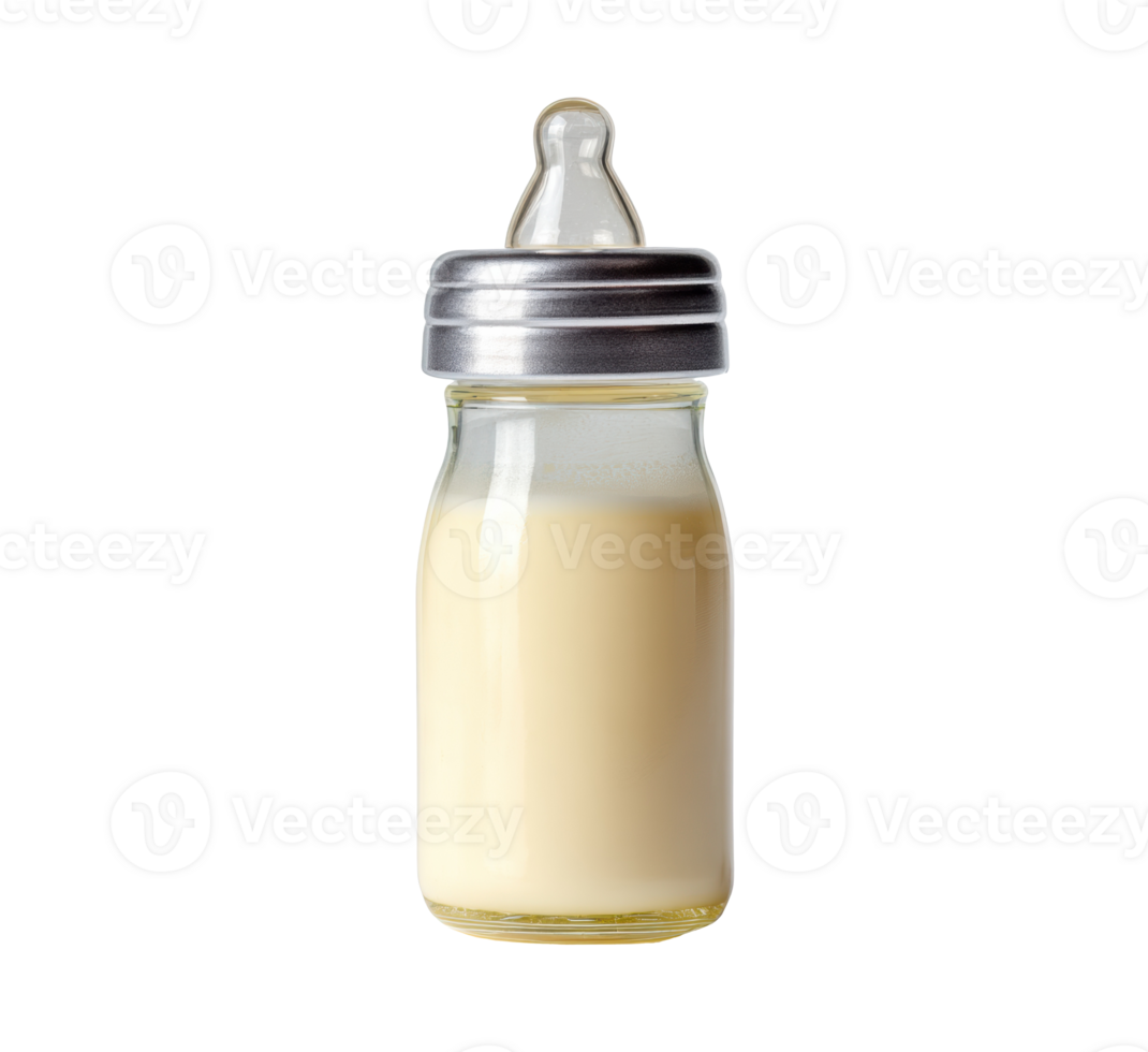 Baby milk bottle filled with formula for infants and toddlers png