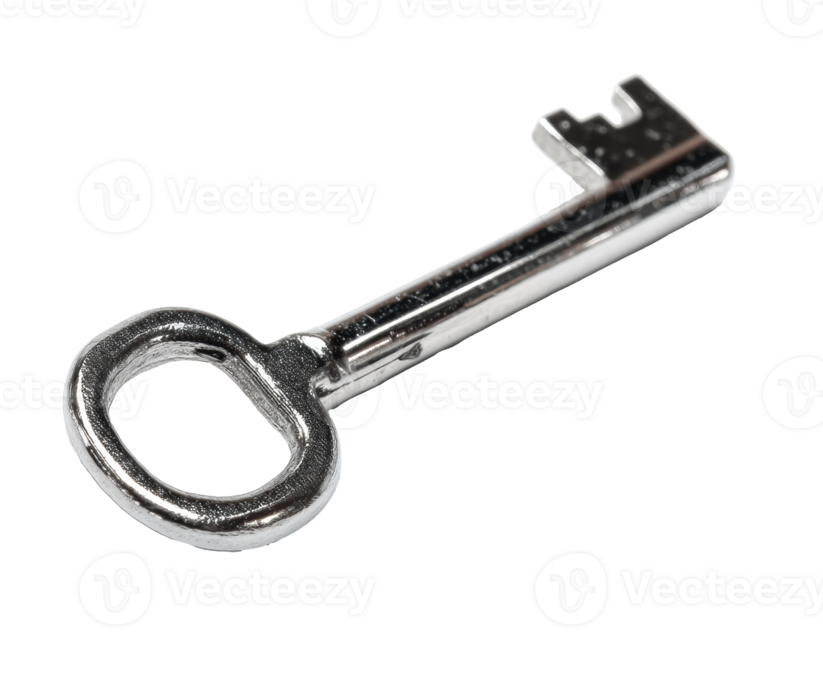 Silver key resting on a surface for home security and access png
