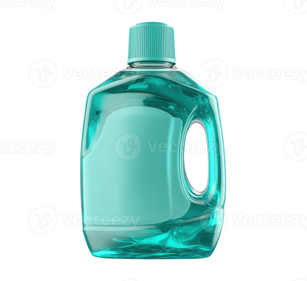 Liquid cleaning solution in a turquoise bottle with a handle png