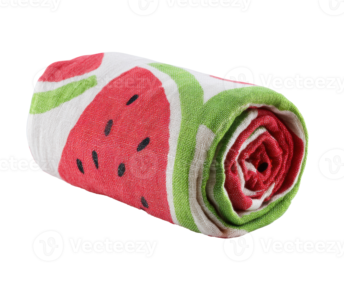 Summer beach towel with a colorful watermelon pattern png