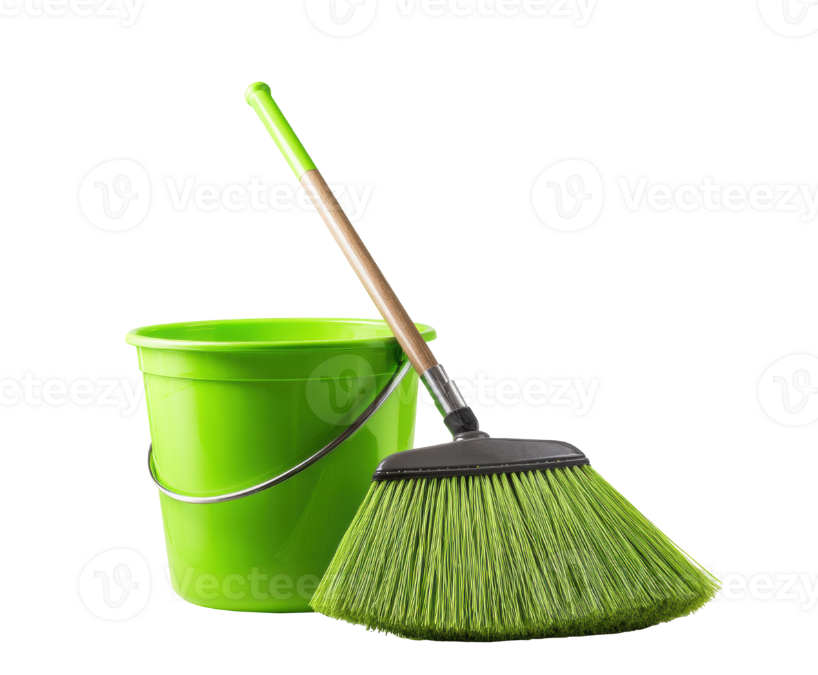 Cleaning tools for home maintenance with a green theme png