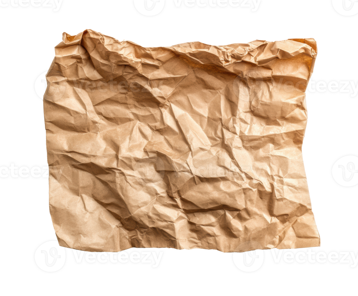 Crumpled brown paper texture for design projects and crafts png