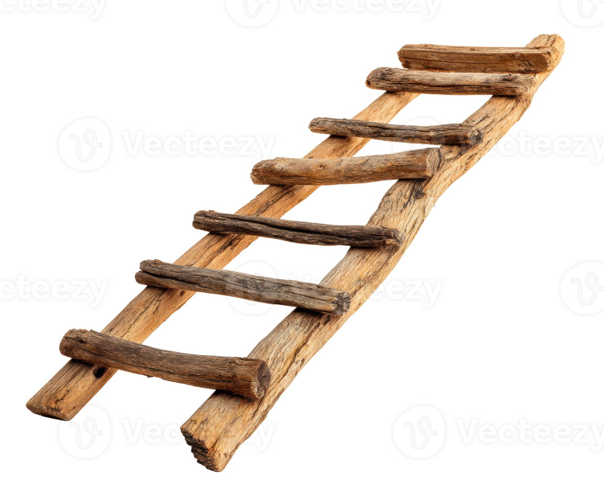 Rustic wooden ladder for home decor and outdoor projects png