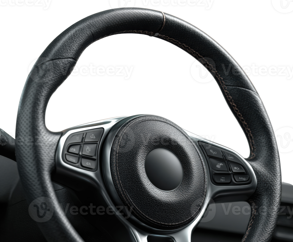 Modern steering wheel with buttons for better driving png
