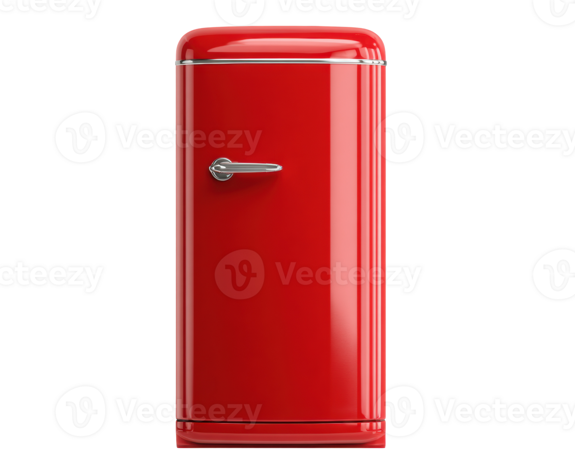 Retro red refrigerator for stylish kitchen decor and storage png