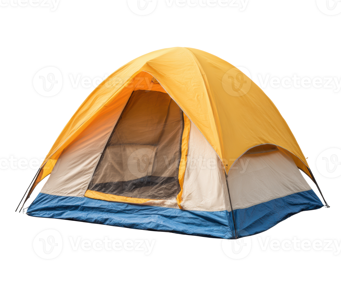 Bright yellow camping tent for outdoor adventures and trips png
