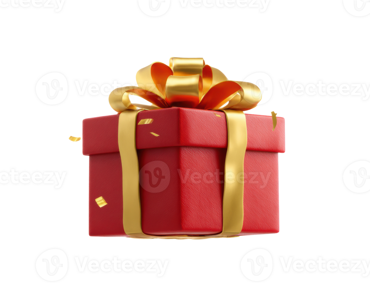 Red gift box with golden ribbon for special occasions png