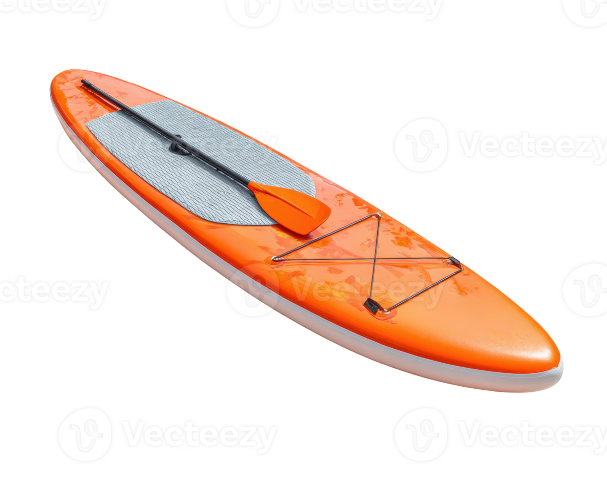 Orange paddle board ready for recreational water activity png