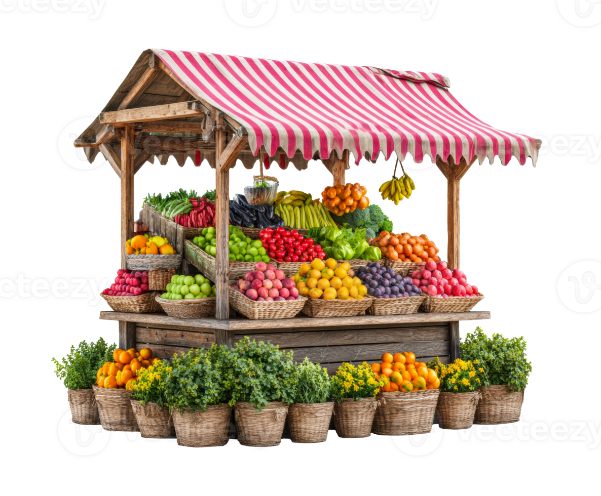 Fruit and vegetable market stall arrangement for fresh produce png