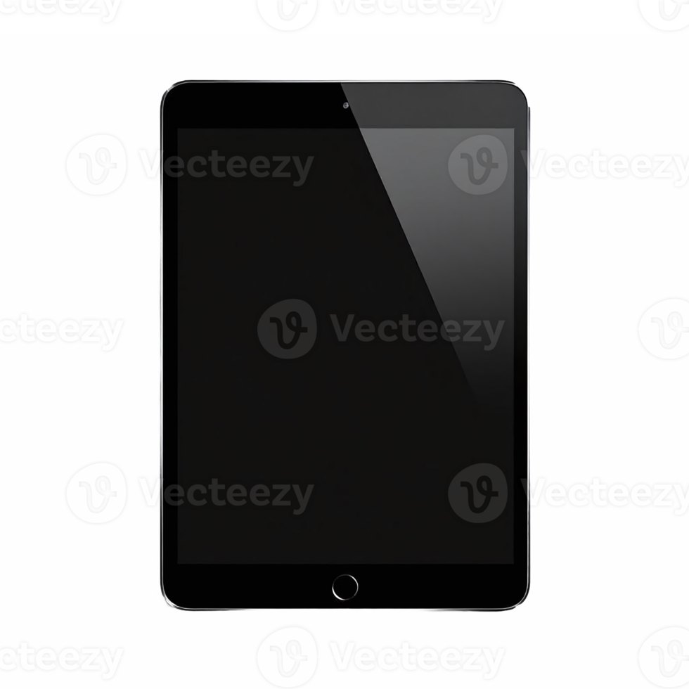 Black Tablet Device with Touch Screen and Home Button on Transparent Background png