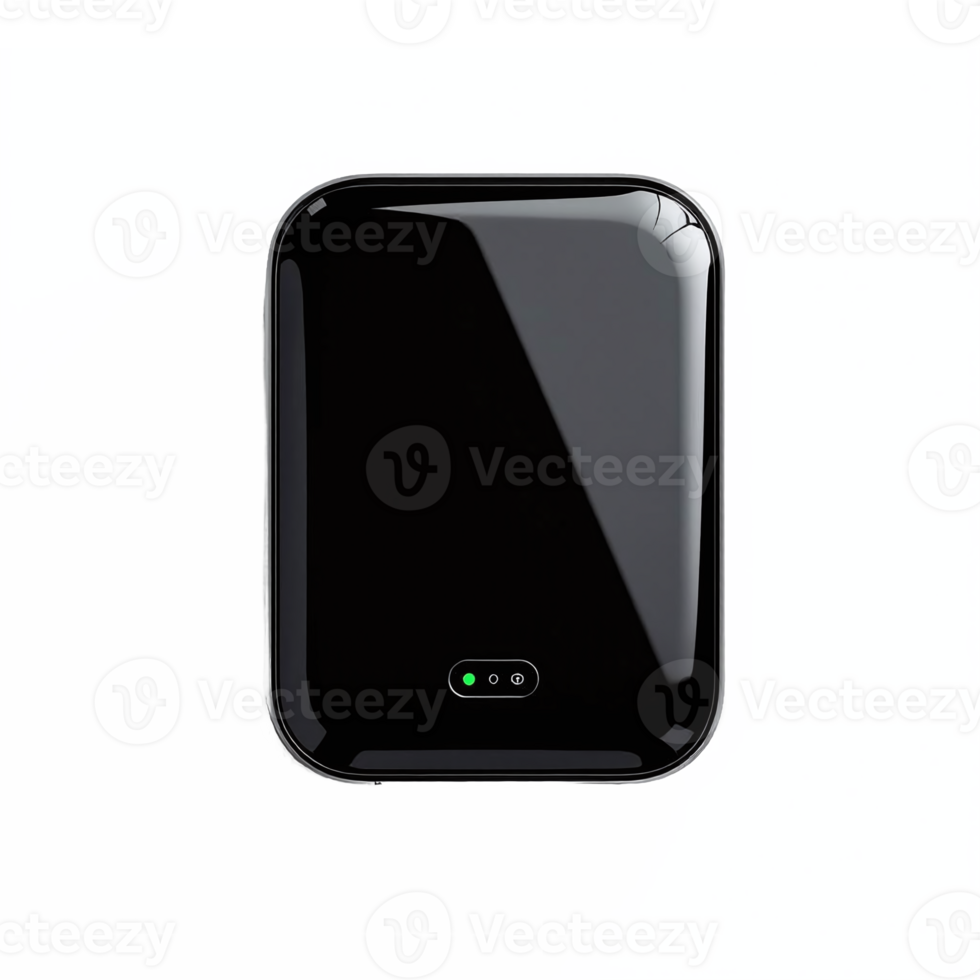 Portable Black Wireless Power Bank with LED Indicator and Transparent Clipping Path png