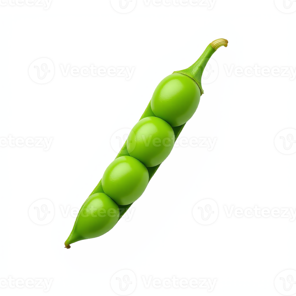 Green Pea Pod with Multiple Peas on Transparent Background image png