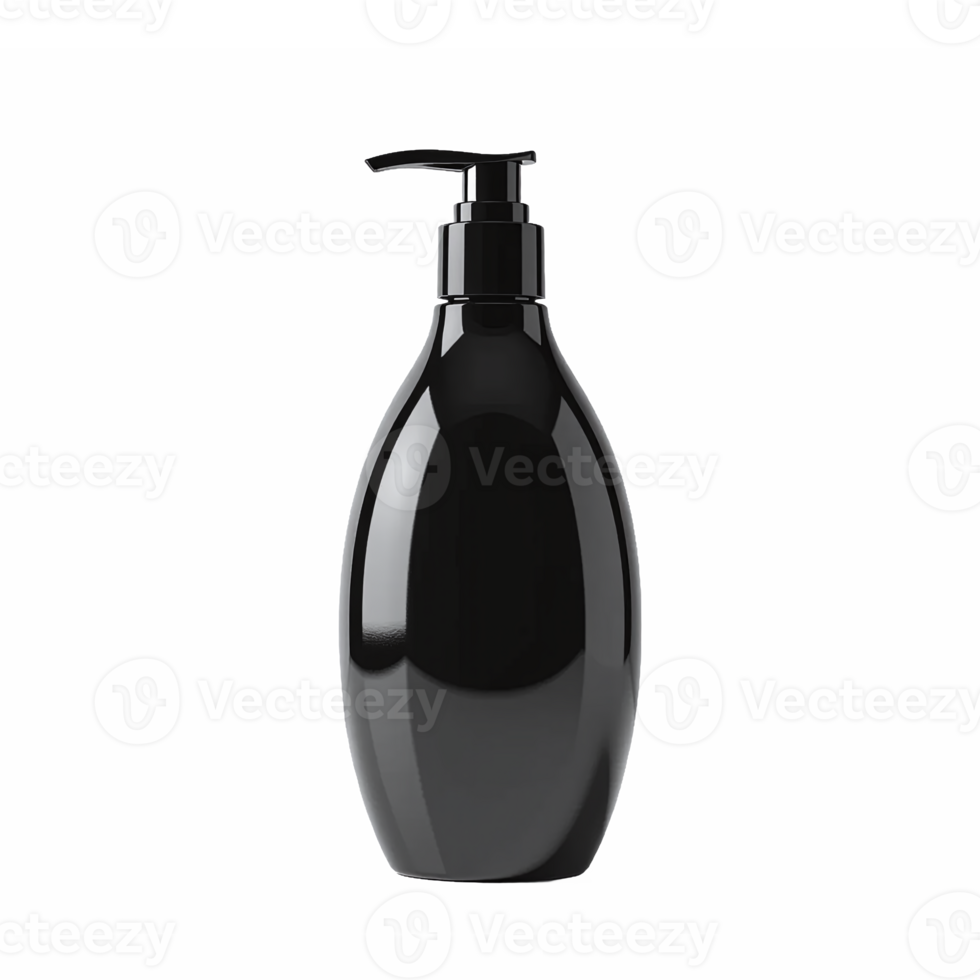 Black Cosmetic Pump Bottle Isolated on Transparent Background with Clipping Path png