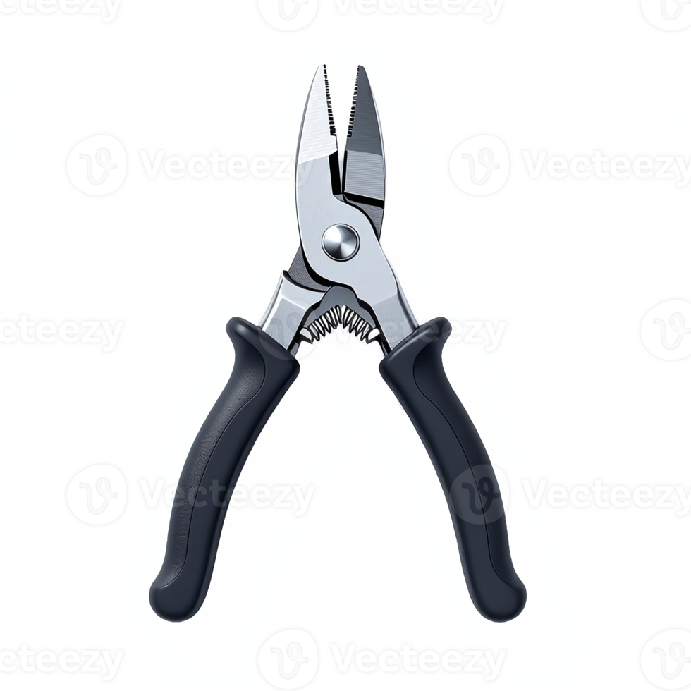Steel Cutting Pliers with Black Rubber Handles Transparent Clipping Path png