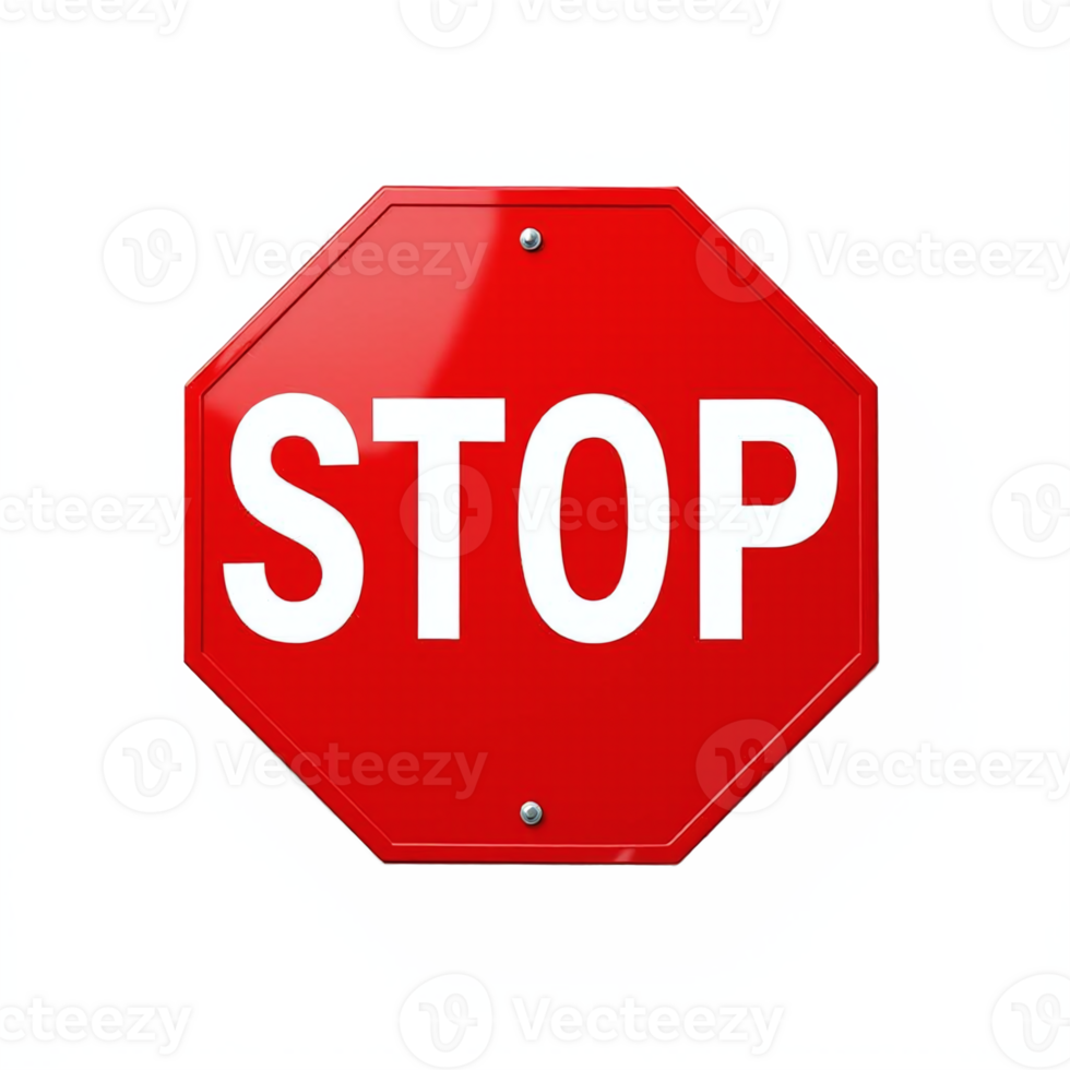 Red Stop Sign Illustration with Transparent Background for Traffic and Road Safety png