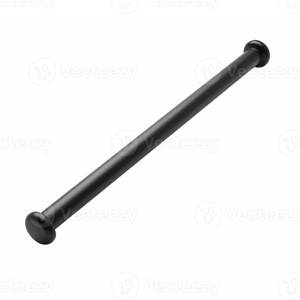 Long Black Metal Bar Handle with Rounded Ends on Transparent Background png