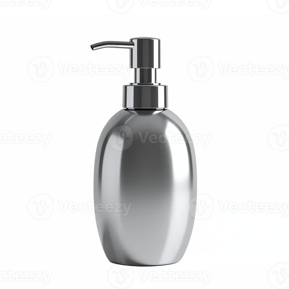Metallic Lotion Dispenser Bottle with Pump Empty No Background png