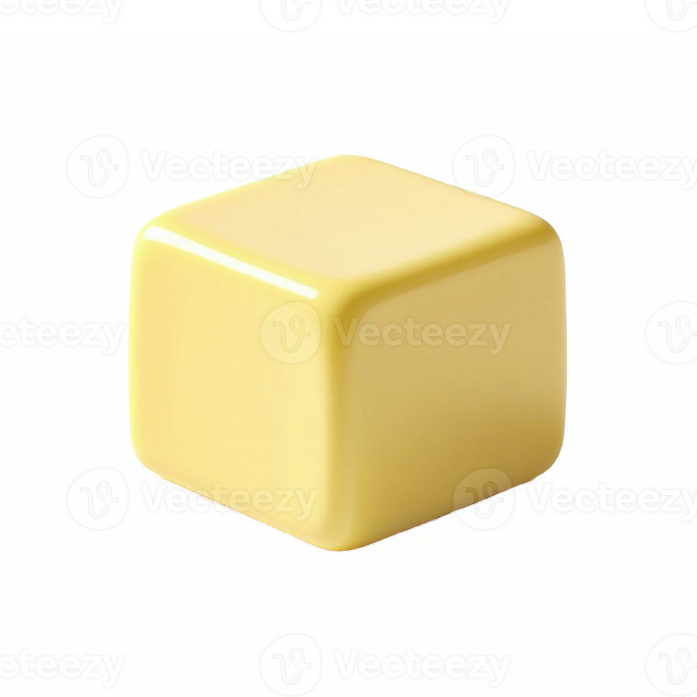 Yellow 3D Cube with Transparent Background for Design and Visualization png
