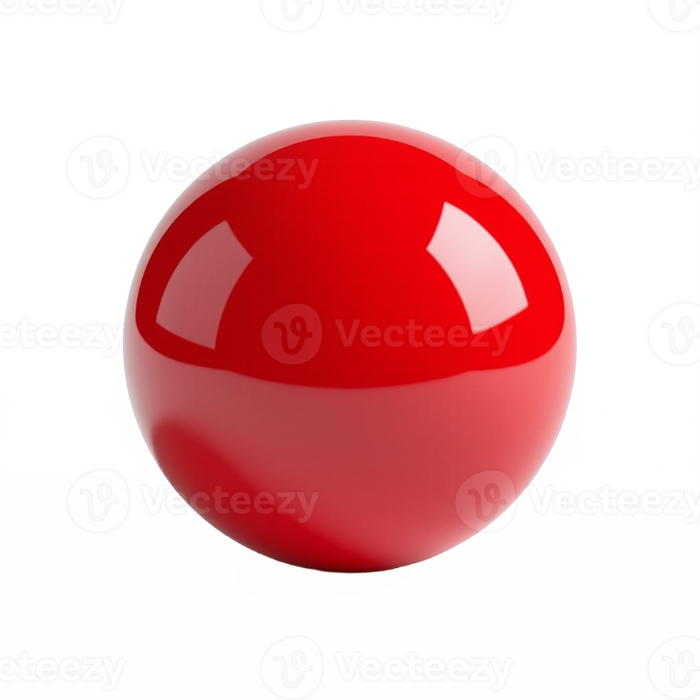 Red glossy sphere with reflective surface on transparent background png