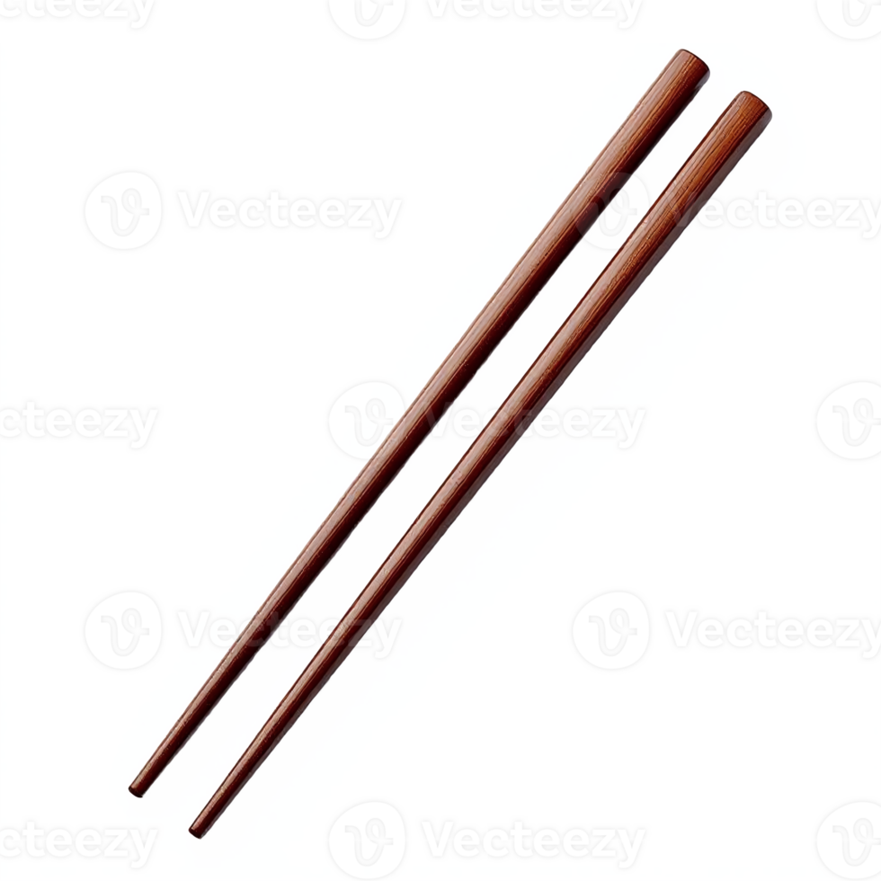 Elegant Brown Wooden Chopsticks with Transparent Background for Asian Cuisine Presentation png