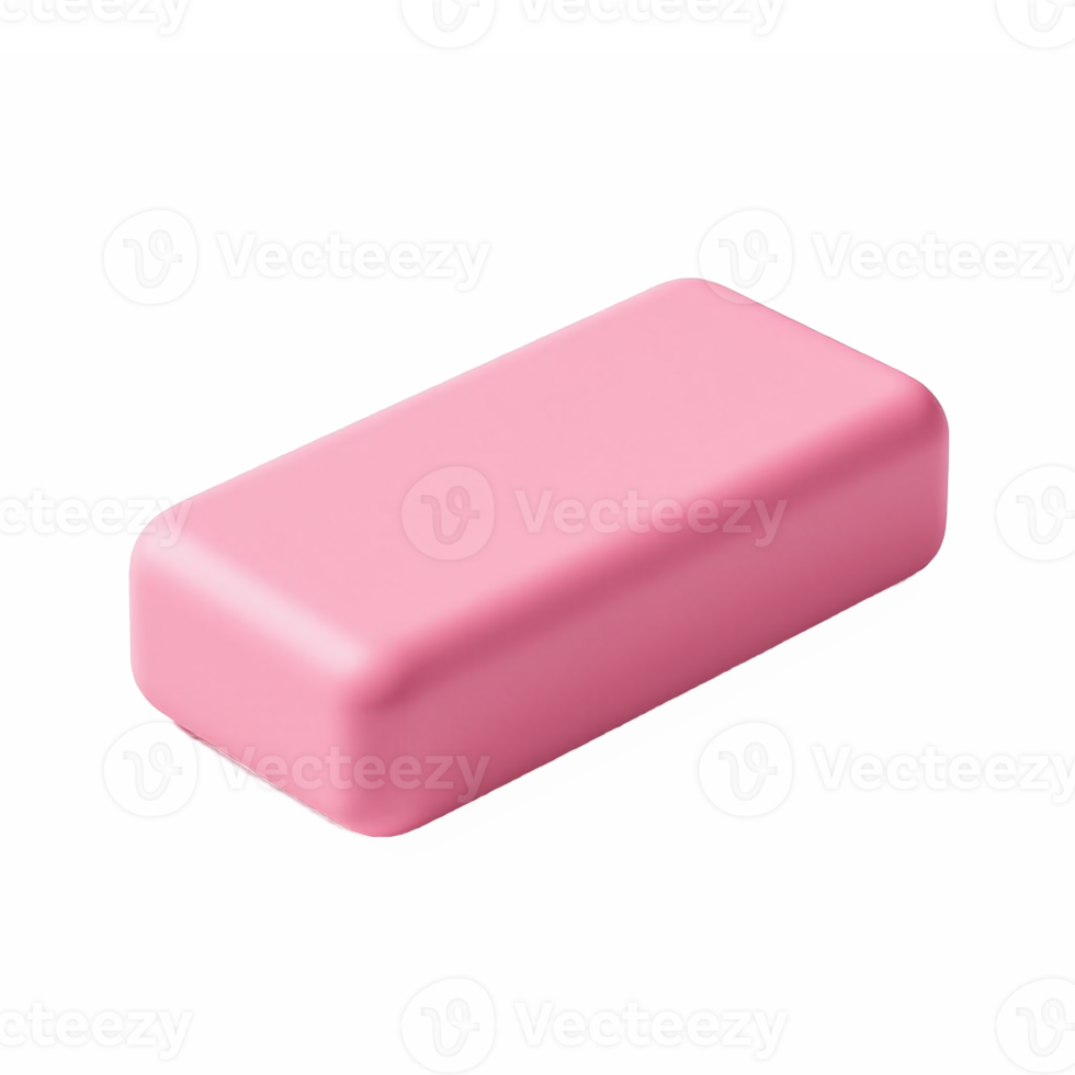 Pink Eraser with Transparent Background for Stationery and Design Use png