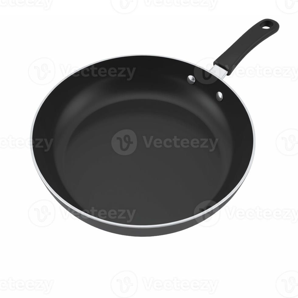 Nonstick Frying Pan with Handle Empty Top View Transparent Background png