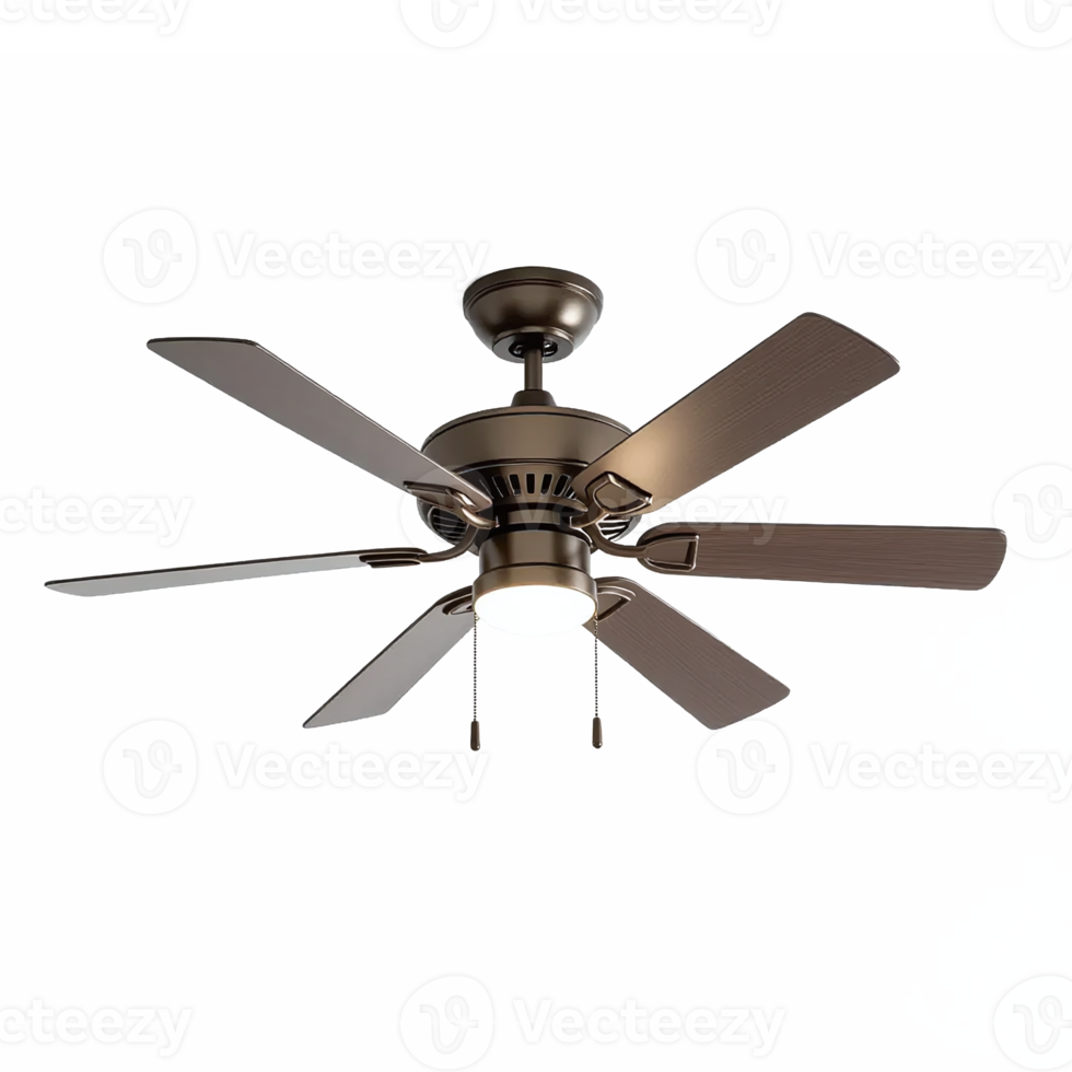 Modern Ceiling Fan with Multiple Blades and Integrated Light Fixture on Transparent Background png